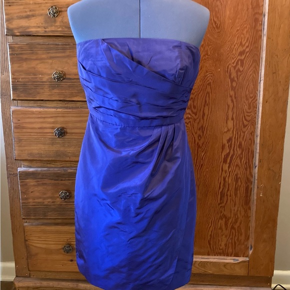 J. Crew Blue Ruched Strapless Cocktail Dress - Picture 2 of 10